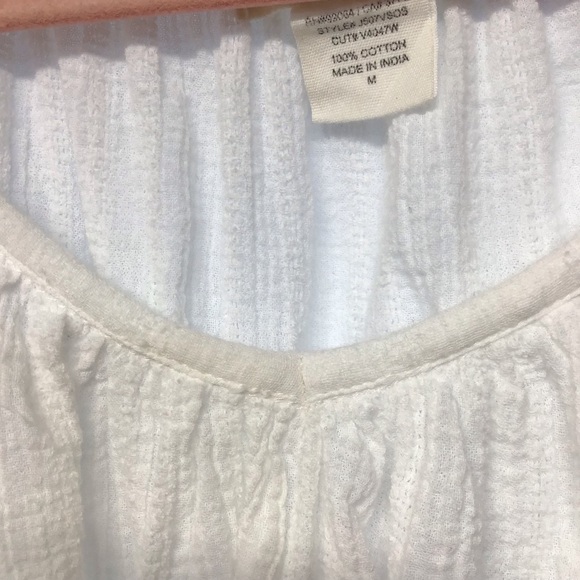 Billabong boho white cotton blouse peasant blouse with long sleeves crochet trim - Picture 7 of 16